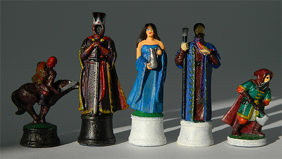 Tadhg O'Riordan painted 54mm Fantasy chess figures.