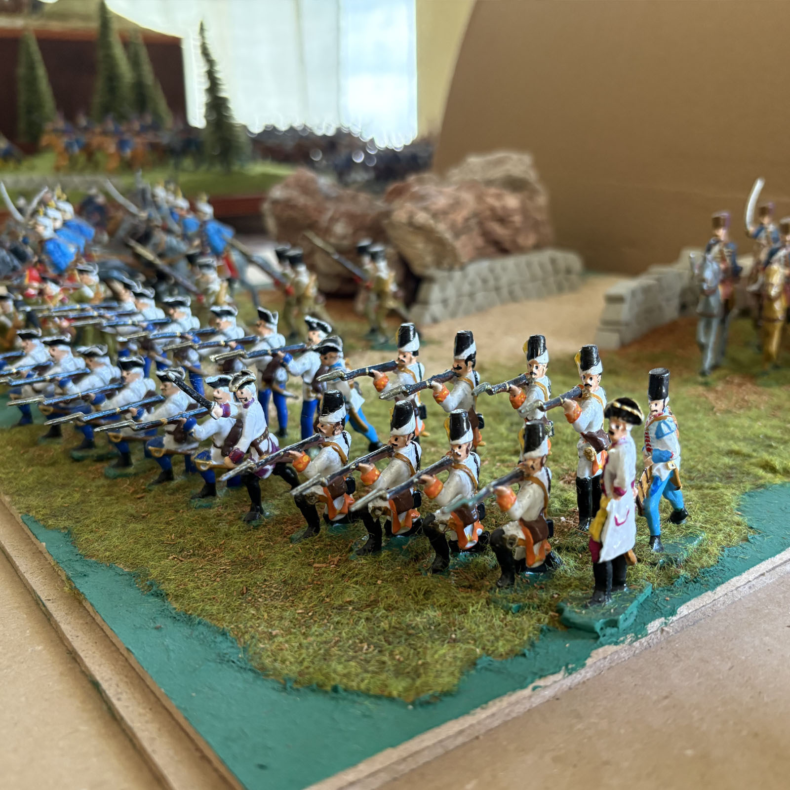 40mm scale tin soldiers cast by Roberto Maggi after casting them from Prince August moulds.
