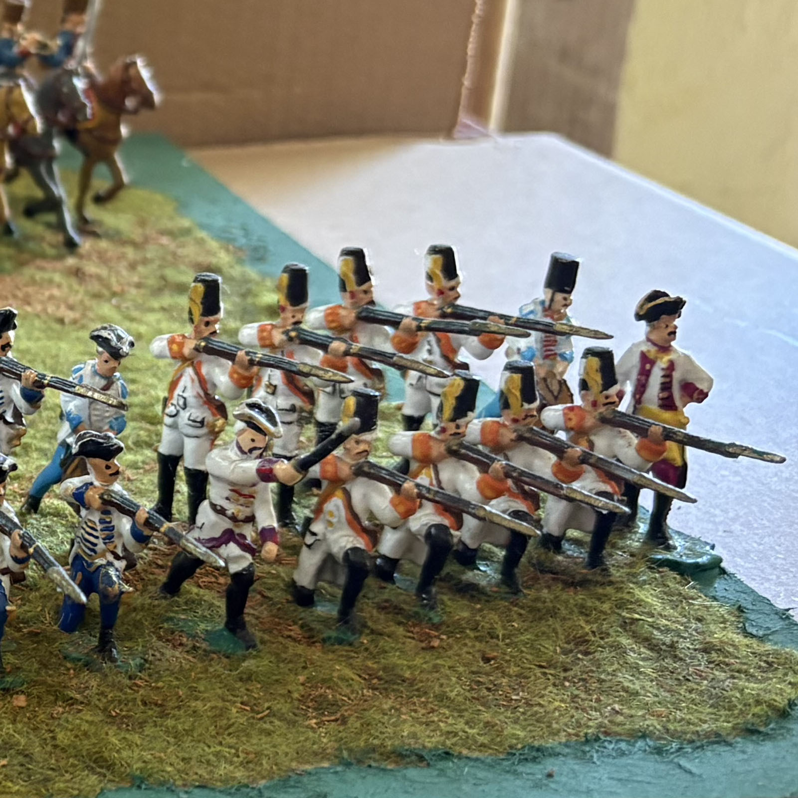 40mm scale tin soldiers cast by Roberto Maggi after casting them from Prince August moulds.