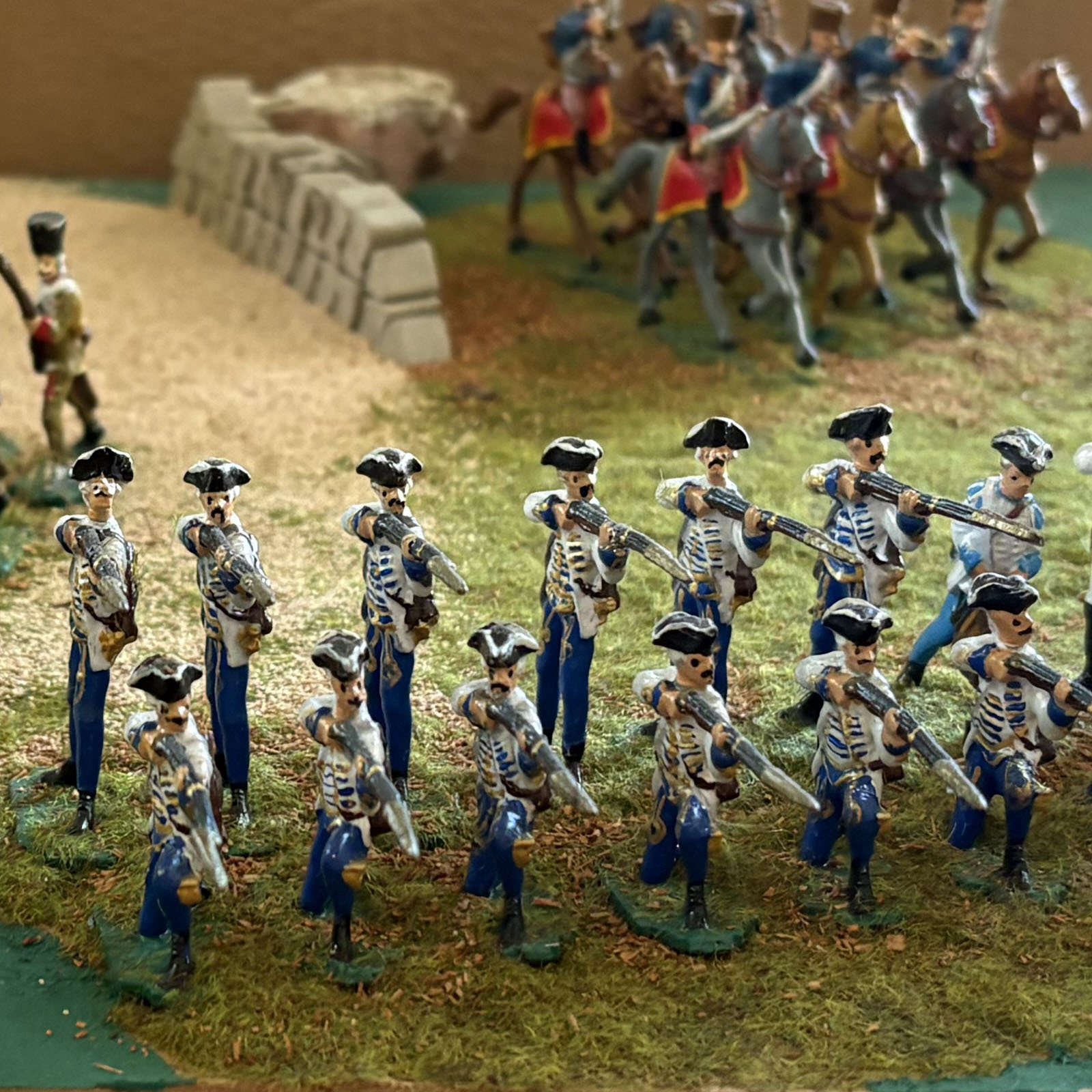 40mm scale tin soldiers cast by Roberto Maggi after casting them from Prince August moulds.